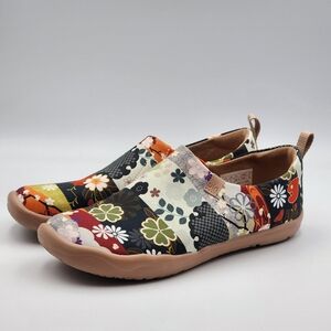 UIN Slip On Shoes Canvas Comfortable Loafers Hana Flower Shoes Women 7.5